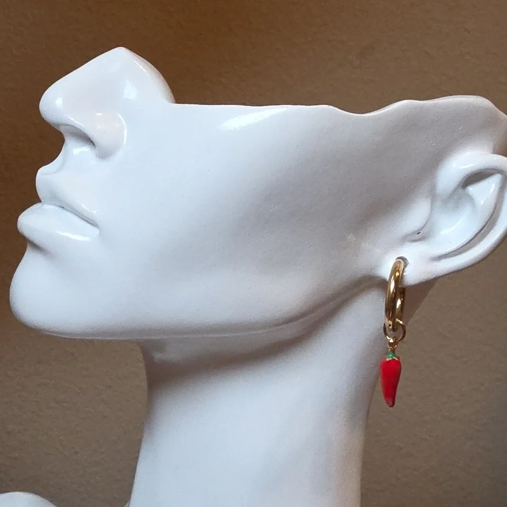 ModCloth Red Chili Pepper Hoop Earrings Food Fun | NWOT